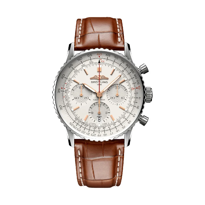 men's chronograph watches with date magnifier style design -Navitimer B01 Chronograph 41mm Stainless Steel - Cream men's chronograph watches with date magnifier style design -Navitimer B01 Chronograph 41mm Stainless Steel - Cream