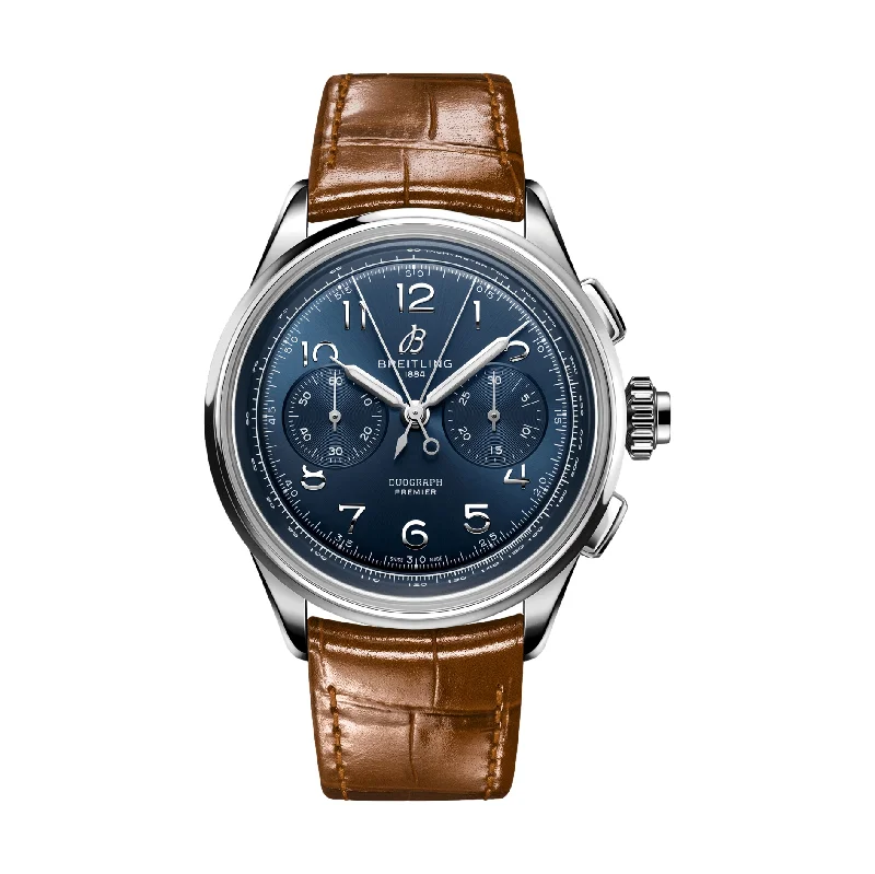 men's pilot watches with sophisticated style design -Premier B15 Duograph 42mm Stainless Steel - Blue men's pilot watches with sophisticated style design -Premier B15 Duograph 42mm Stainless Steel - Blue