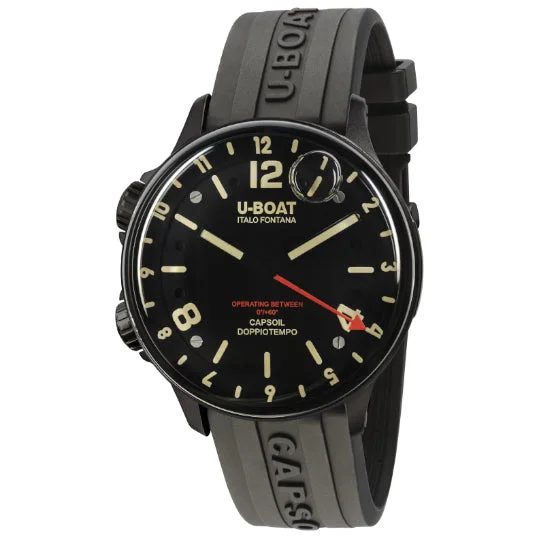 Unisex Party Wear Style Watches-U-Boat 8770 Men's Black Capsoil Doppiotempo GMT Watch Unisex Party Wear Style Watches-U-Boat 8770 Men's Black Capsoil Doppiotempo GMT Watch