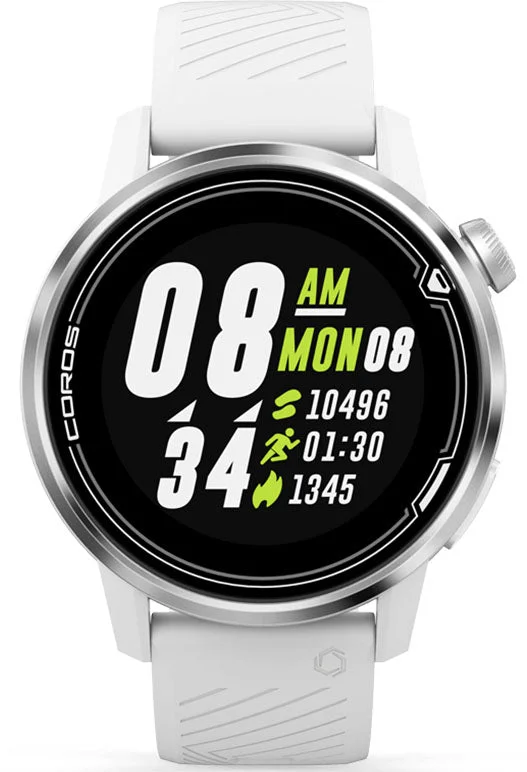 Mens Smart Watches Social Media Alerts-Coros Watch Apex Premium Multisport GPS White Silver D