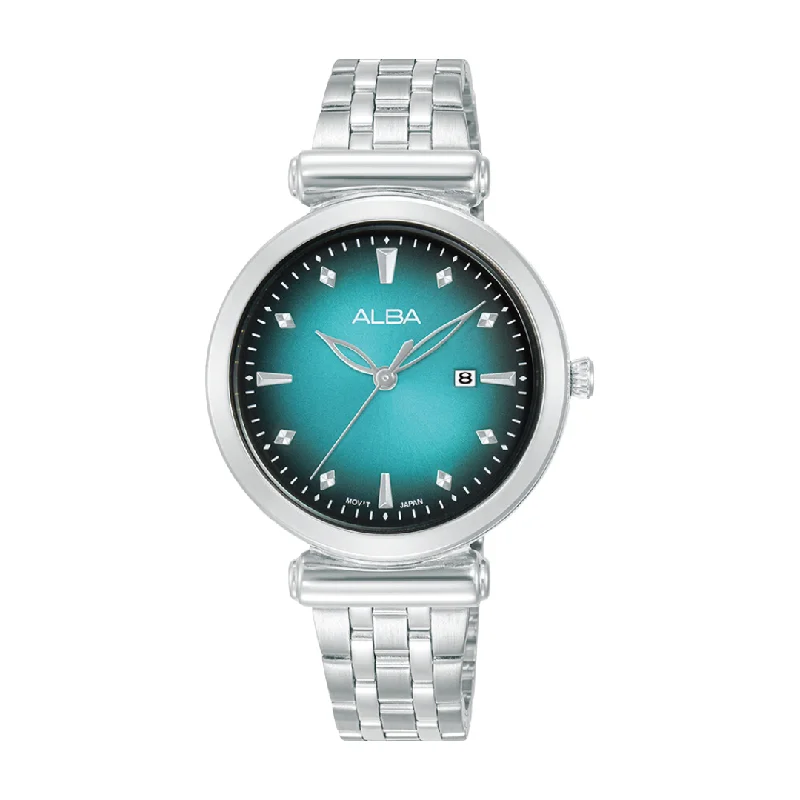 women's mechanical watches with see-through caseback -ALBA AH7CQ1X FASHION QUARTZ 3 HANDS DATE WOMEN WATCH