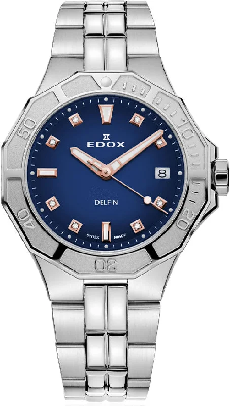 women's mechanical watches with limited edition design -Edox Delfin The Original Lady Quartz 3 Hands Special Edition