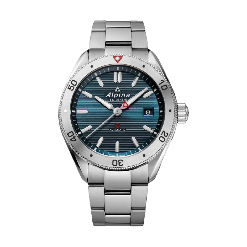 men's pilot watches with triple time zone style design -Alpiner 4 Blue Dial