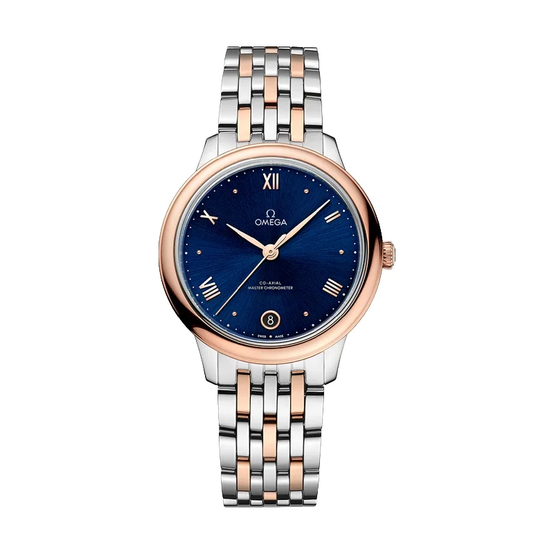 men's field watches with anniversary edition design -De Ville Prestige Co-Axial Master Chronometer Steel and Sedna Gold 34mm - Blue on Bracelet