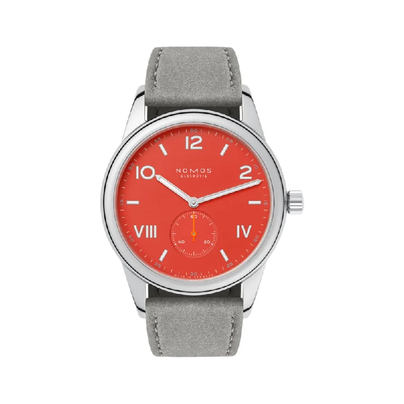 men's pilot watches with luminescent style design -Club Campus 38mm - Nonstop Red on Leather Strap