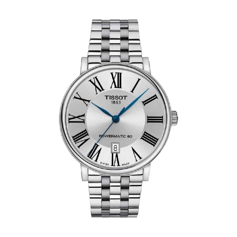 men's digital watches with metal style straps -Carson Premium Powermatic 80 Silver Dial Roman Numerals