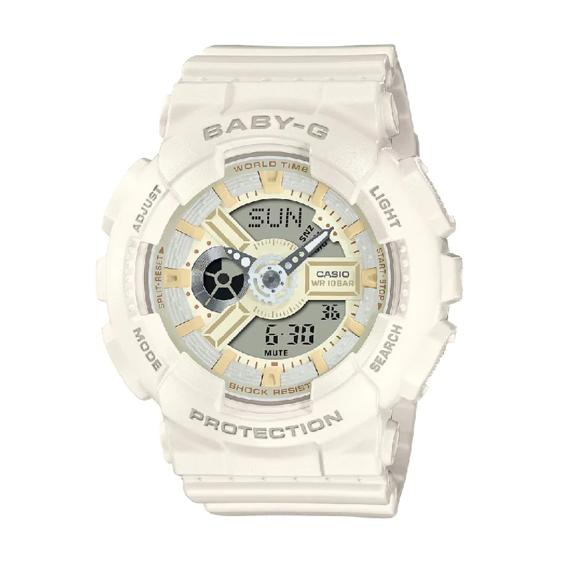 women's Casio with fabric straps -CASIO BABY-G BA-110XSW-7ADR ANALOG-DIGITAL BEIGE WATCH