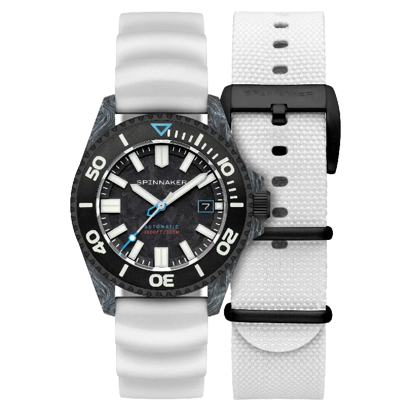 buy men's skeletonized watches -Spinnaker Tesei Forged Carbon Automatic Black Frost Limited Edition