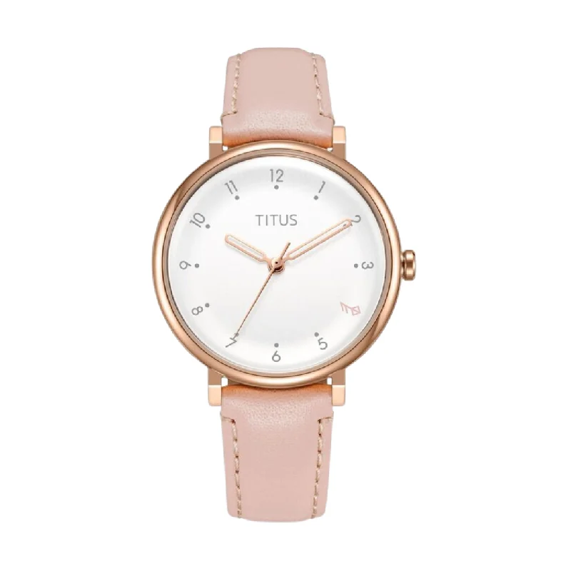 women's mechanical watches with leather straps -SOLVIL ET TITUS NORDIC TALE W06-03319-003 3 HANDS QUARTZ LEATHER WOMEN WATCH
