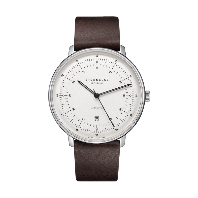 men's chronograph watches with chime design -Hamburg Automatic Silver Dial