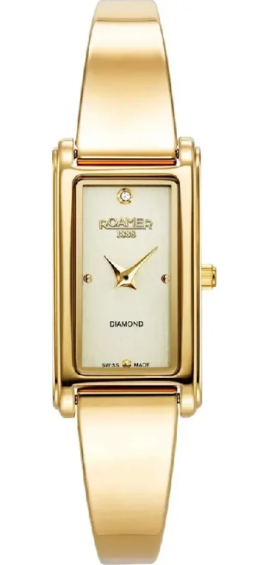women's mechanical watches with kinetic display function -Roamer Elegance Diamond Champagne