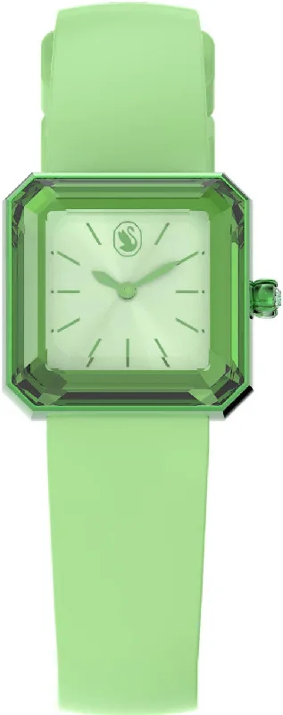 women's mechanical watches with phosphorescent display -Swarovski Silicone Green