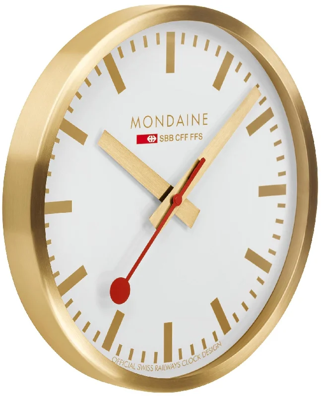 men's mechanical watches with tool-free strap change style -Mondaine Clock Wall Brushed Gold 40cm