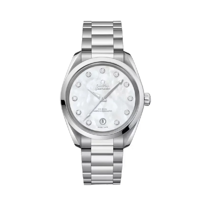 men's dive watches with day display -Seamaster Aqua Terra 150M Co-Axial Master Chronometer 38mm - Mother of Pearl with Diamonds on Bracelet men's dive watches with day display -Seamaster Aqua Terra 150M Co-Axial Master Chronometer 38mm - Mother of Pearl with Diamonds on Bracelet