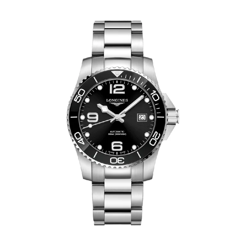 men's field watches with fabric straps -HydroConquest Black Dial 41mm