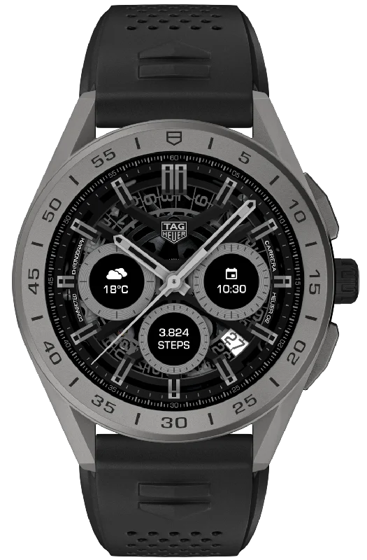 Smart Watches for Mens Modern-TAG Heuer Watch Connected 45 Titanium Black Rubber