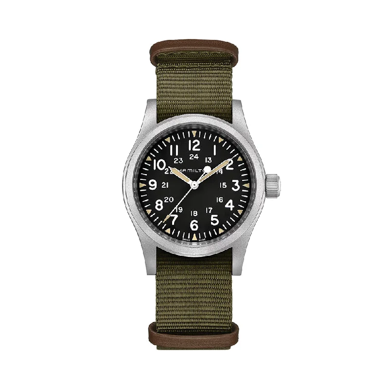 lighter-than-traditional-Khaki Field Mechanical 38mm - Black on Textile Strap