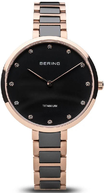 women's Bering with fabric straps -Bering Watch Titanium Ladies