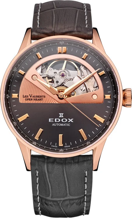 women's mechanical watches with timer display function -Edox Watch Les Vauberts Open Heart Automatic