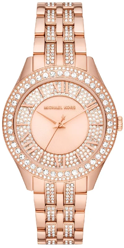 women's Michael Kors gold tone watches -Michael Kors Harlowe Pave Ladies