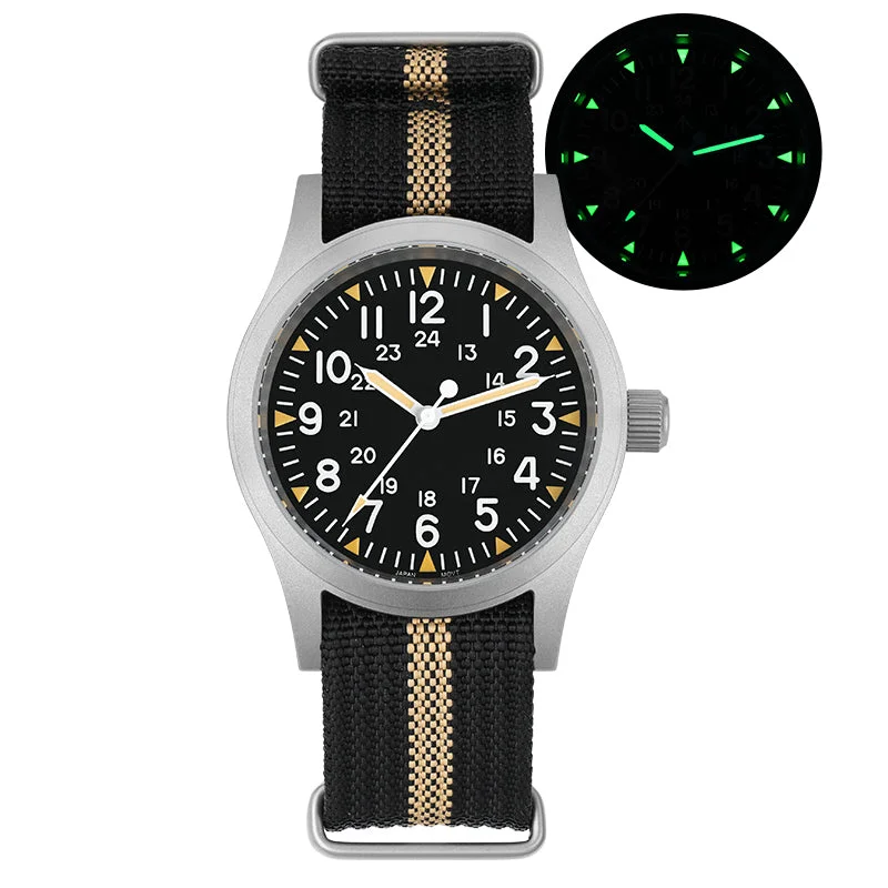 men's pilot watches with day-night design -★EU-Pre-Owned★Militado VH31 Sapphire Crystal 38mm Field Watch ML05 men's pilot watches with day-night design -★EU-Pre-Owned★Militado VH31 Sapphire Crystal 38mm Field Watch ML05