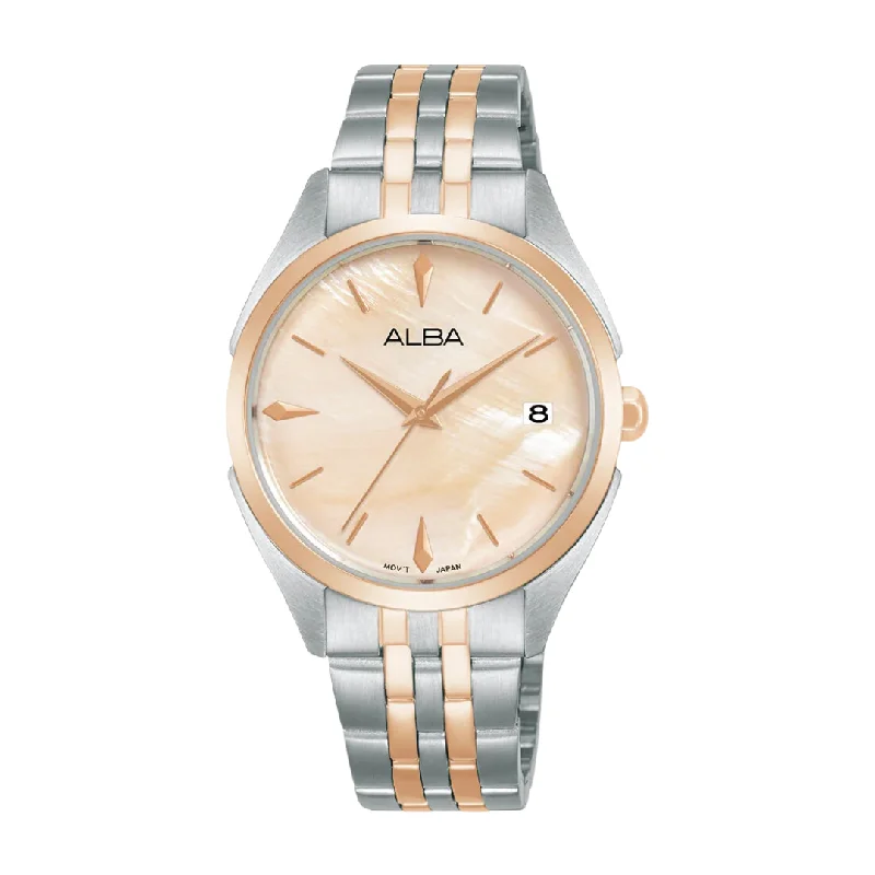 women's mechanical watches for kayaking enthusiasts -ALBA AG8P34X FASHION QUARTZ 3 HANDS DATE WOMEN WATCH