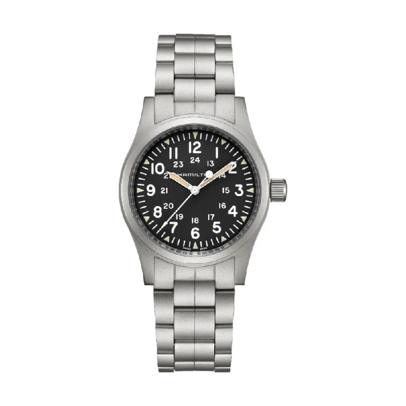 men's digital watches with rugged style design -Khaki Field Mechanical Black Dial Bracelet