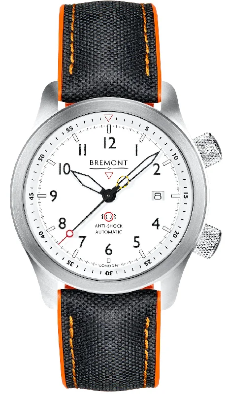 men's mechanical watches for beginners -Bremont MBII White Orange Barrel