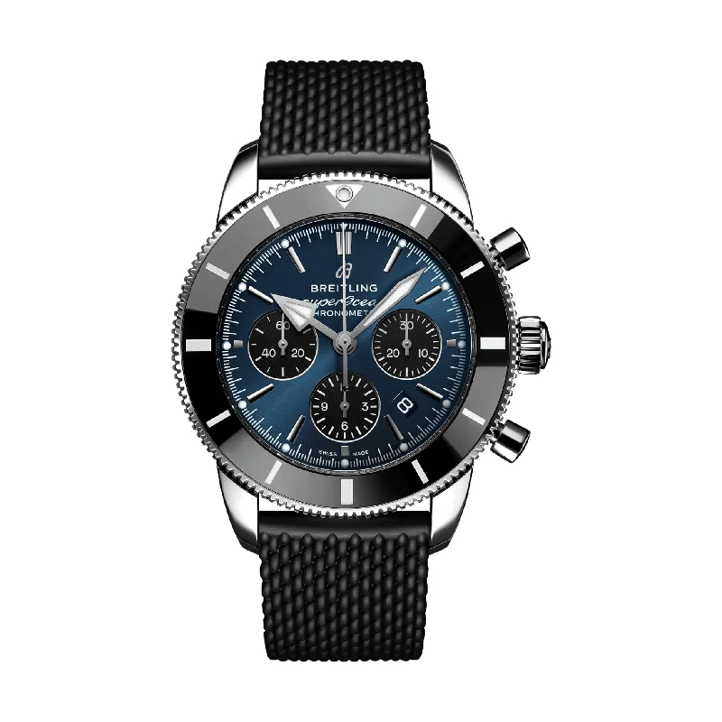 men's GMT watches with timer design -Superocean Heritage B01 Chronograph 44mm Stainless Steel - Blue men's GMT watches with timer design -Superocean Heritage B01 Chronograph 44mm Stainless Steel - Blue