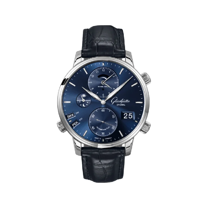 men's pilot watches with minimalist style design -Senator Cosmopolite Galvanized Blue 44mm - Stainless Steel on Strap men's pilot watches with minimalist style design -Senator Cosmopolite Galvanized Blue 44mm - Stainless Steel on Strap
