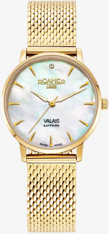 women's mechanical watches with month display function -Roamer Valais Pink MOP Ladies