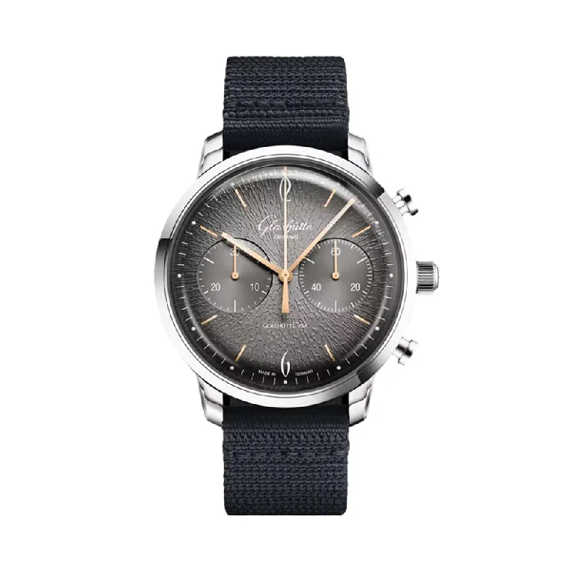 men's chronograph watches with vintage style design -Sixties Chronograph Annual Edition 42mm - Grey on Strap men's chronograph watches with vintage style design -Sixties Chronograph Annual Edition 42mm - Grey on Strap