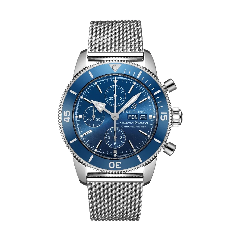 men's dive watches with flat style -Superocean Heritage Chronograph 44mm Stainless Steel - Blue men's dive watches with flat style -Superocean Heritage Chronograph 44mm Stainless Steel - Blue