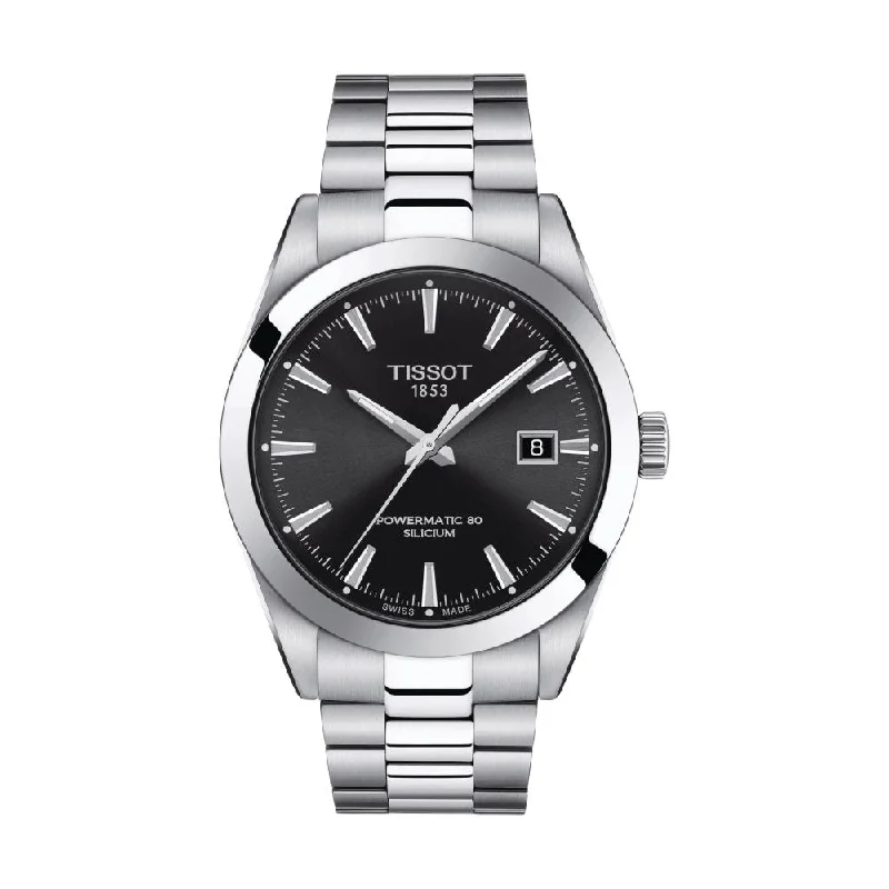 men's chronograph watches with sporty design -Gentleman Powermatic 80 Silicium Black Dial