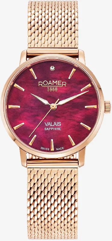 women's mechanical watches with day display function -Roamer Valais Red MOP Ladies