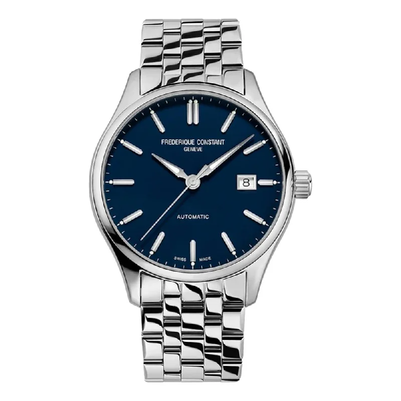 men's field watches with dual time zone design -CLASSICS INDEX AUTOMATIC BLUE DIAL ON BRACELET