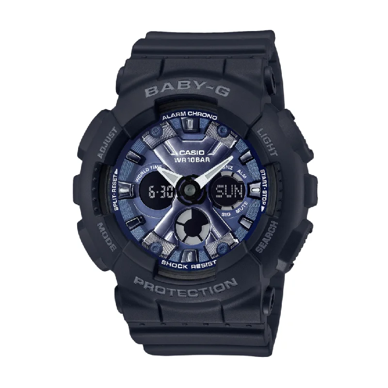 women's Casio scratch-resistant design watches -CASIO BABY-G BA-130-1A2DR ANALOG-DIGITAL BLACK WATCH