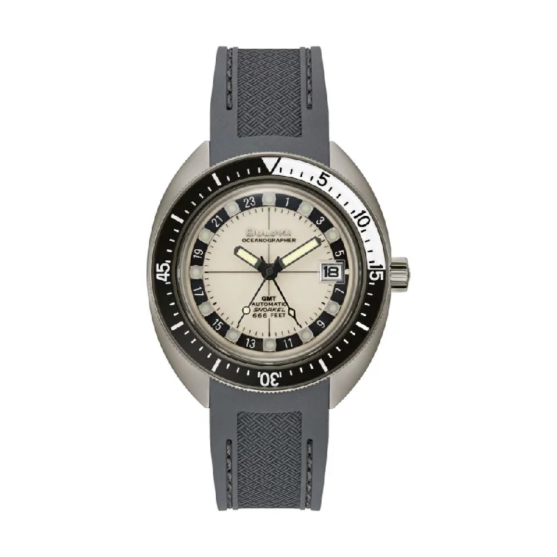 slim-profile dress watches-Oceanographer GMT White Dial