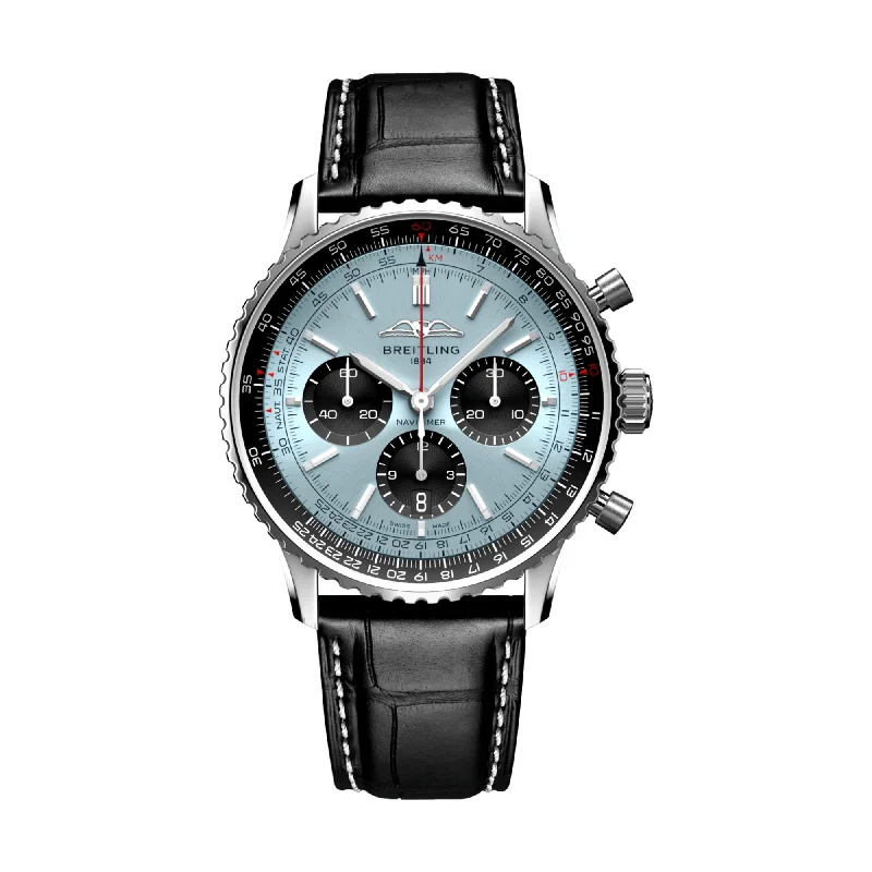 men's pilot watches with shock-resistant style design -Navitimer B01 Chronograph 43mm Stainless Steel - Ice Blue men's pilot watches with shock-resistant style design -Navitimer B01 Chronograph 43mm Stainless Steel - Ice Blue