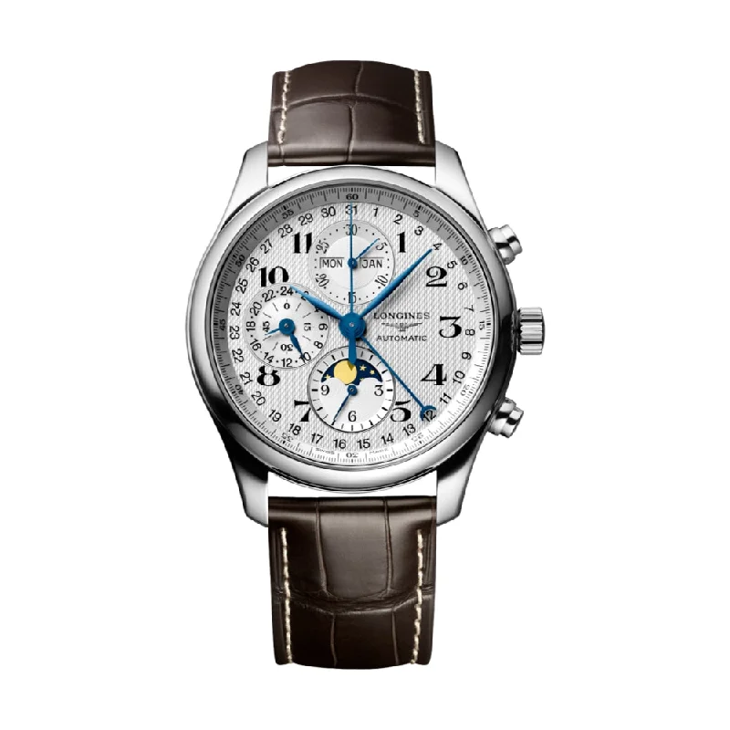 men's GMT watches with glow-in-the-dark style design -Master Collection Chrono Moonphase Silver Dial, 42mm