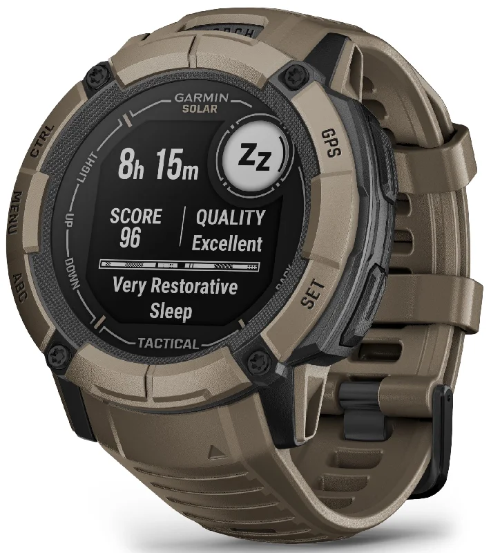 Mens Smart Watches Scratch Resistant-Garmin Instinct 2X Solar Tactical Edition Coyote Tan