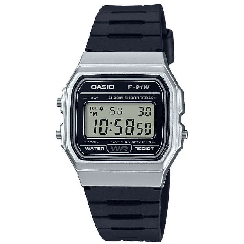 Unisex Elegant Design Watches-Casio Vintage Unisex Black Watch F-91WM-7AEF