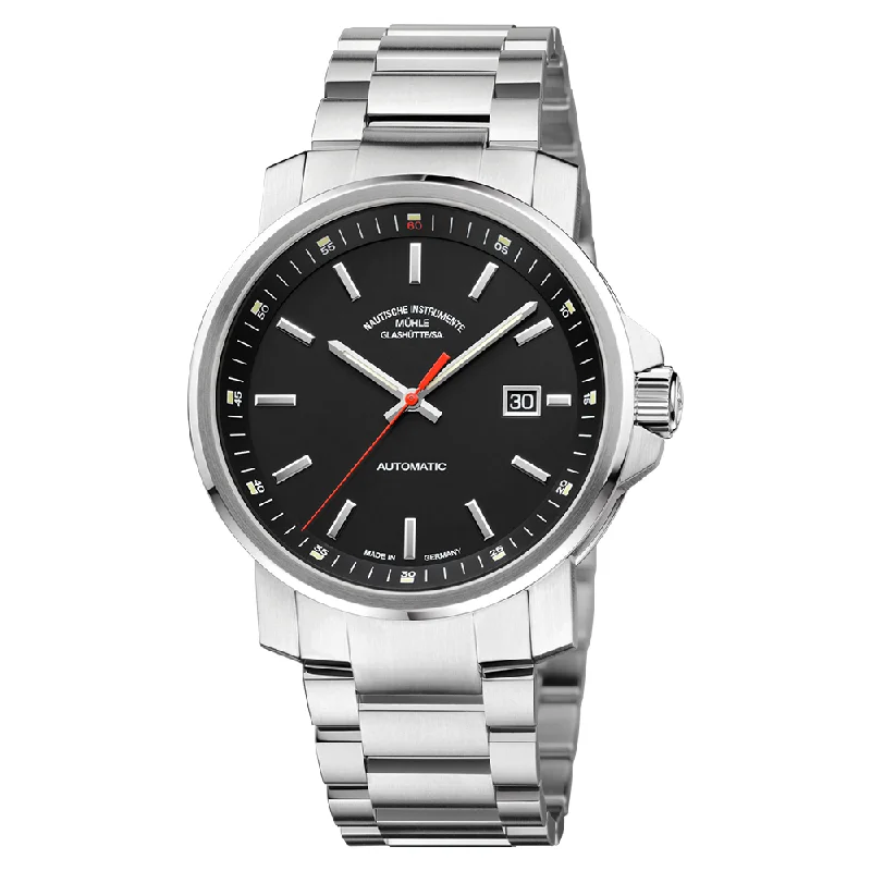 men's pilot watches with metal style straps -29er Big Black Dial Stainless Steel Bracelet men's pilot watches with metal style straps -29er Big Black Dial Stainless Steel Bracelet