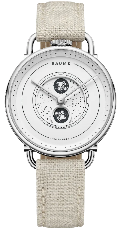 women's mechanical watches with leather straps -Baume Quartz Moonphase