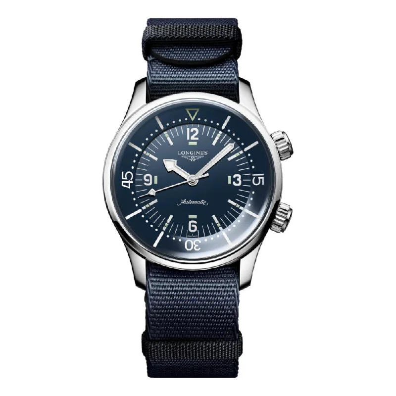 men's field watches with nylon style straps -Legend Diver 39mm Blue on Fabric Strap