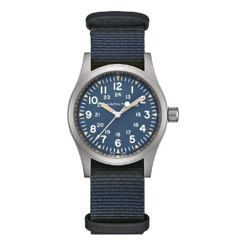 men's GMT watches with leap year style design -Khaki Field Mechanical 38mm Blue