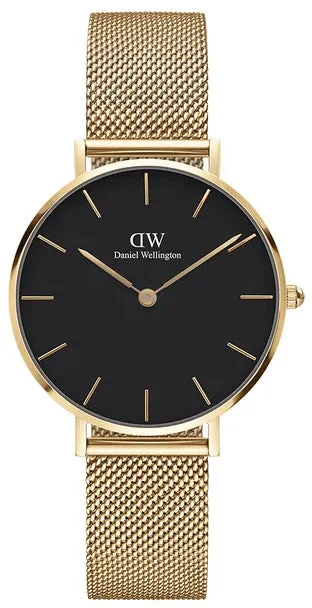 women's mechanical watches with tourbillon display function -Daniel Wellington Watch Petite Evergold Black 32mm
