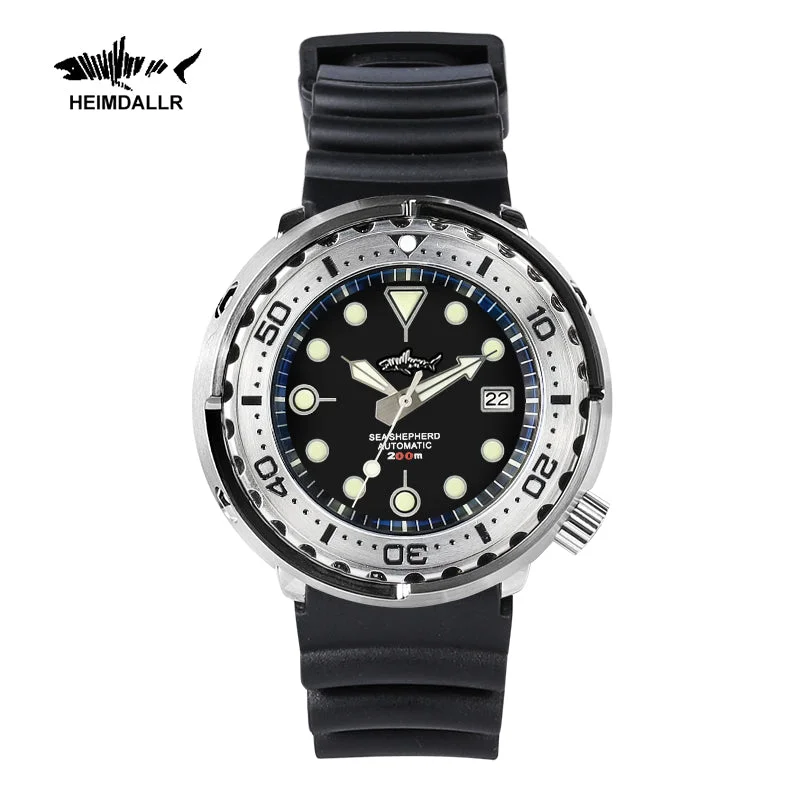 men's dive watches with triple time zone style -Heimdallr Full Steel Tuna Diver Automatic Watch