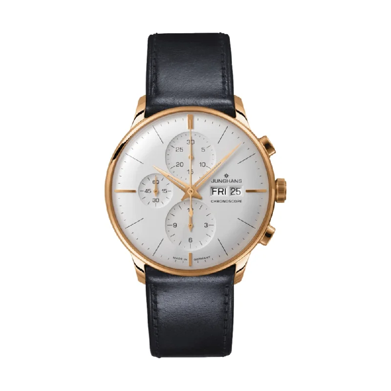 men's GMT watches with vibration alert style design -Meister Chronoscope English Date Silver Dial