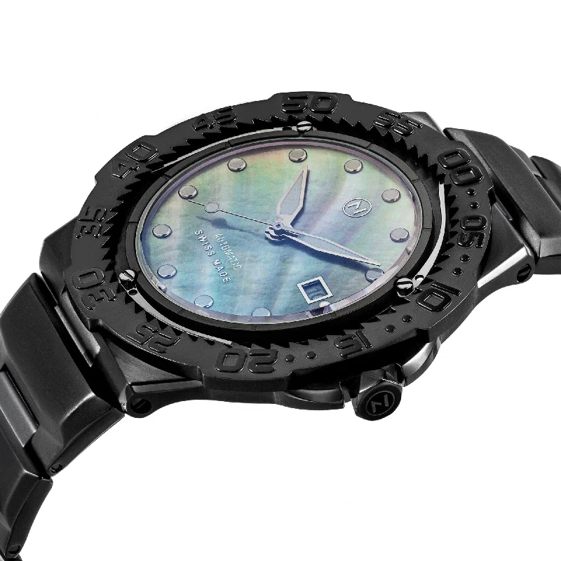 best skeletonized watches for men -Nove Trident Slim Automatic G002-02 Black Mother of Pearl